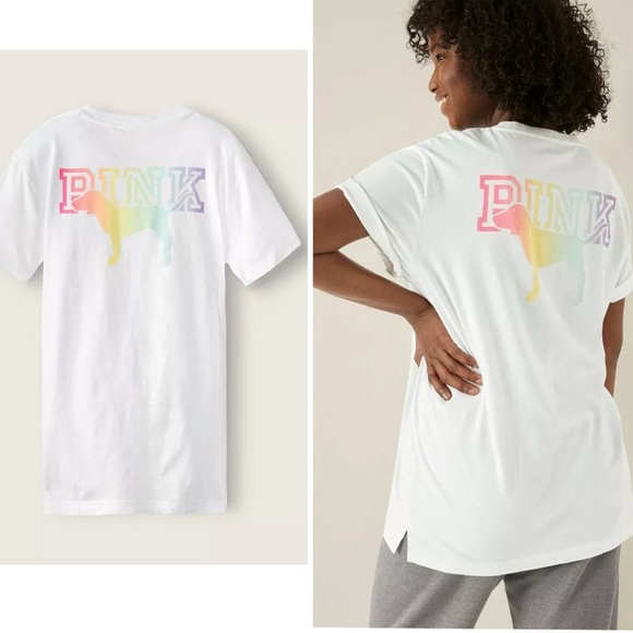 NWT VS PINK Campus Rainbow Gradient Tee(S) + Tank(M) + Leggings(M) SET - Picture 2 of 16